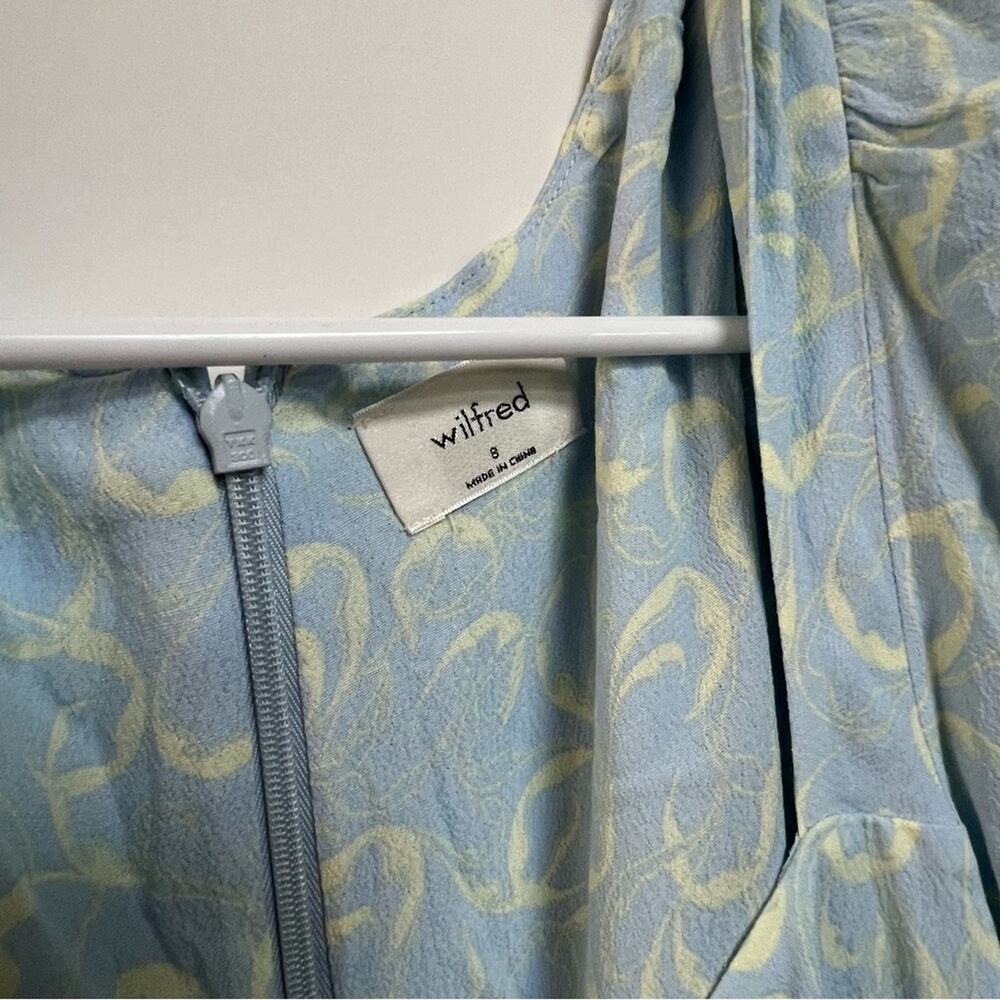 NWT Aritzia Wilfred Tome Midi Dress Aura Light Blue Short Sleeve Smocked Size 8 - Picture 6 of 10